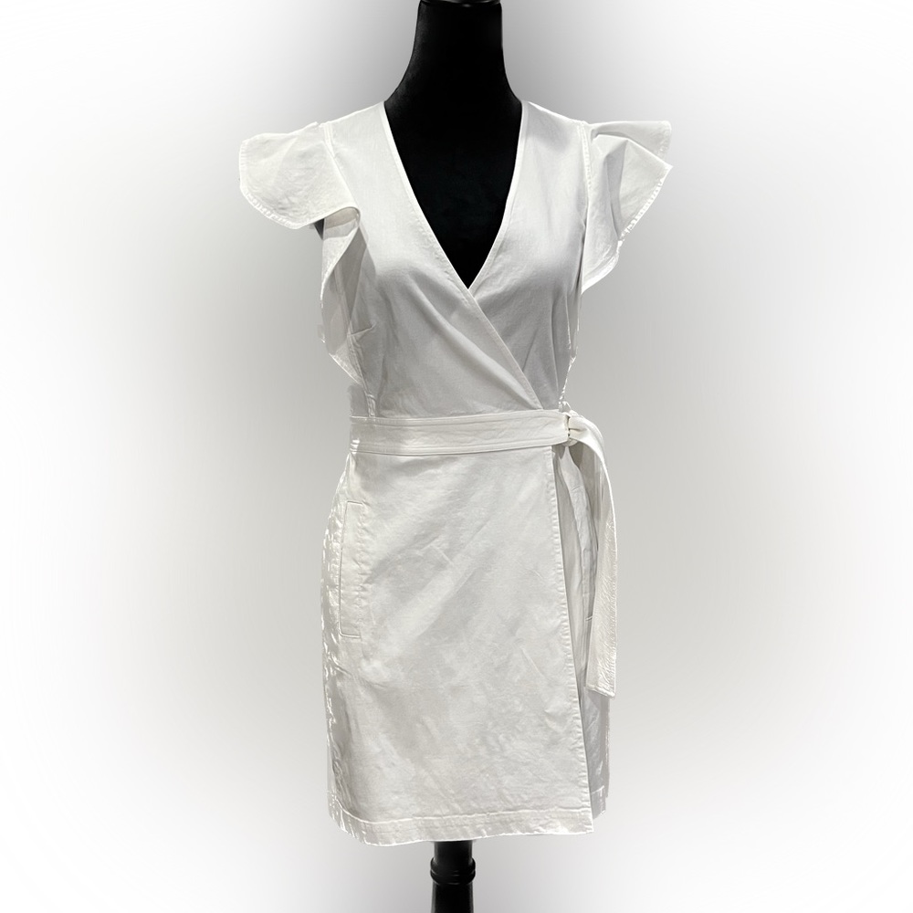 A.L.C. Wrap Flutter Sleeve Dress in White | Size 10